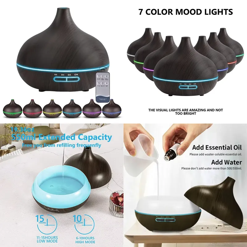 Essential Oils - 550ml Wood Color USB Aroma Diffuser,